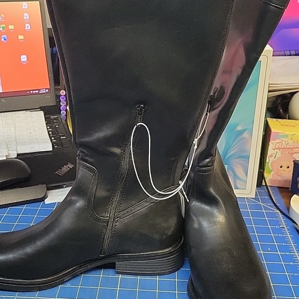 A New Day Memory Foam Black Over the Knee Boots Wide Calf NWT